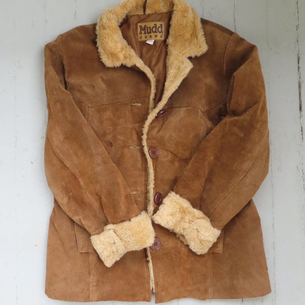 MUDD Vintage Fauxfur Trim Genuine Leather Jacket